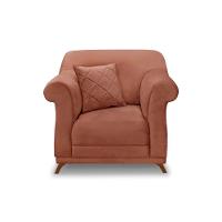 Poltrona Sala De Estar Pé De Madeira Julieta Veludo S04 - D'rossi Cor Cobre