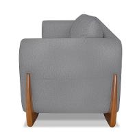 Poltrona Sala De Estar Base De Madeira Clarissa Linho Cinza S04 - D'rossi