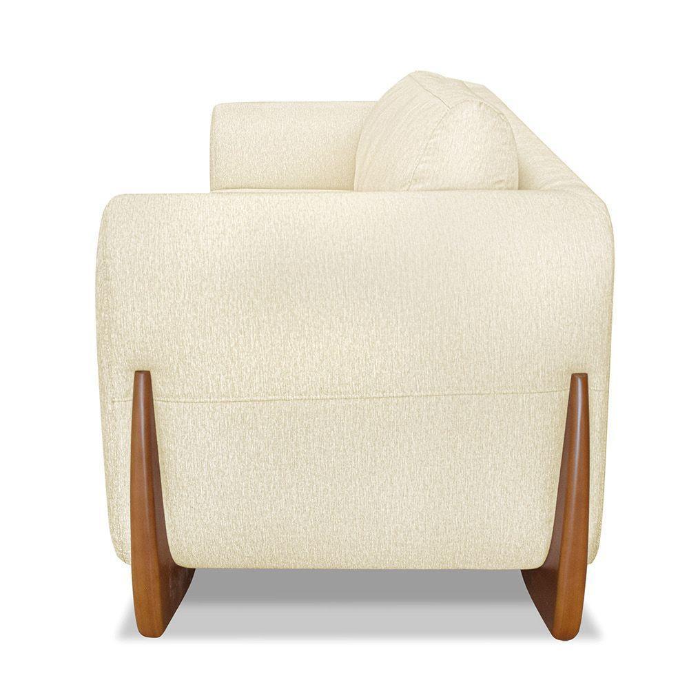 Poltrona Sala De Estar Base De Madeira Clarissa Linho S04 - D'rossi Cor Perola - 4