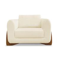 Poltrona Sala De Estar Base De Madeira Clarissa Linho S04 - D'rossi Cor Perola - 1