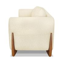 Poltrona Sala De Estar Base De Madeira Clarissa Linho S04 - D'rossi Cor Perola