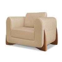 Poltrona Sala De Estar Base De Madeira Clarissa Linho S04 - D'rossi Cor Dourado - 7