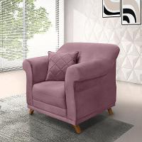 Poltrona Sala De Estar Pé De Madeira Julieta Veludo S04 - D'rossi Cor Uva - 5