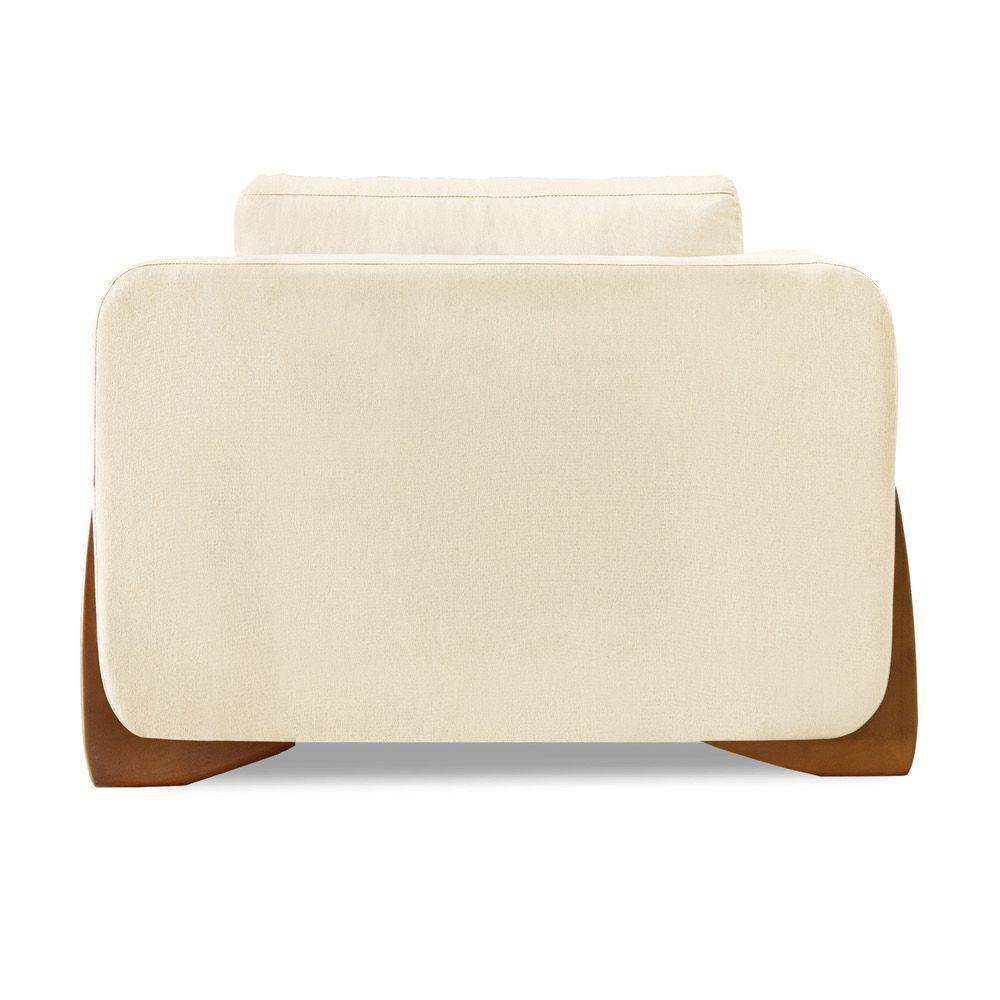 Poltrona Sala De Estar Base De Madeira Clarissa Linho Pérola S04 - D'rossi - 2