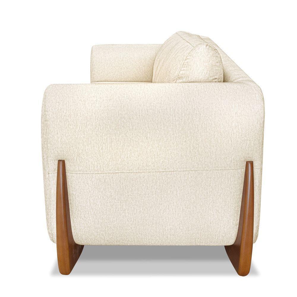 Poltrona Sala De Estar Base De Madeira Clarissa Linho Natural S04 - D'rossi - 4