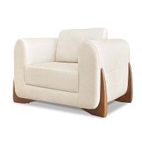 Poltrona Sala De Estar Base De Madeira Clarissa Linho Natural S04 - D'rossi - 1