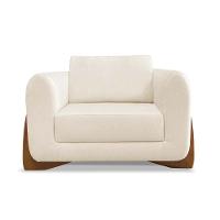 Poltrona Sala De Estar Base De Madeira Clarissa Linho Natural S04 - D'rossi - 3