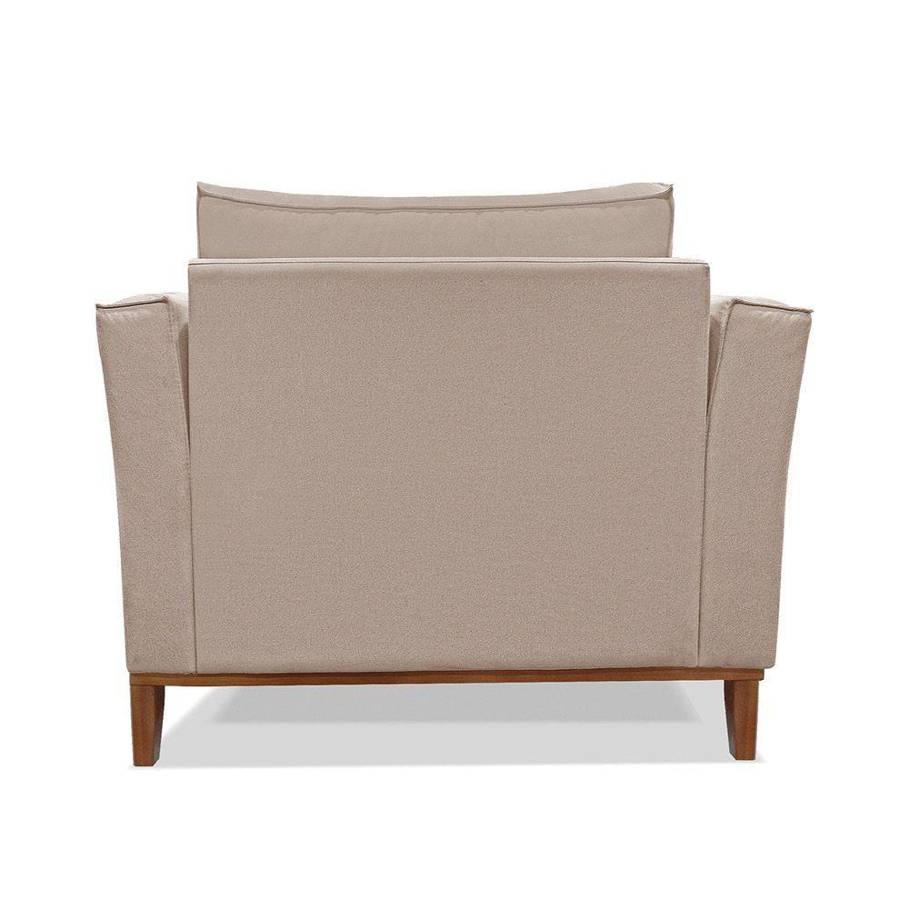 Poltrona Base De Madeira Sala De Estar Grace Linho Areia S04 - D'rossi - 6