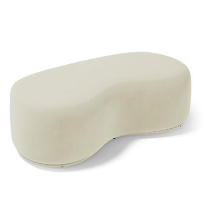 Puff Decorativo Living Aisha Orgânico 02 Lugares Suede Bege Claro - Desk Design