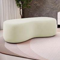 Puff Decorativo Living Aisha Orgânico 02 Lugares Suede Bege Claro - Desk Design - 2