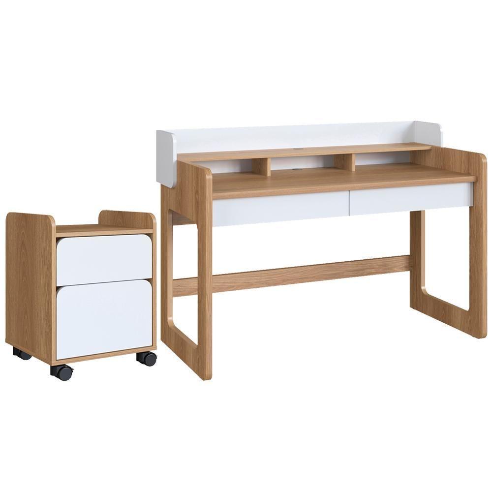 Escrivaninha 2 Gavetas E Gaveteiro 28000x27998 Hanover Branco Artesano Hanover Branco - 1