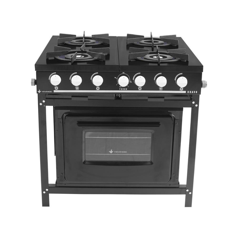 Fogão A Gás Bravo Multicores 4 Bocas Com Forno Br4bf - Venâncio Preto Preto - 1