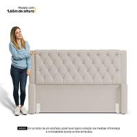 Cabeceira Atena Para Cama Box Casal Padrão 140cm Capitonê Com Frame Suede Bege Claro - Desk Design - 3