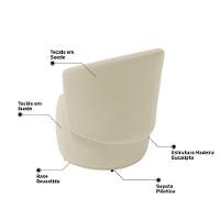 Kit 2 Poltronas E 1 Namoradeira Aisha Orgânica Suede Bege Claro - Desk Design - 7