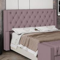 Cabeceira Atena Para Cama Box Queen Size 160cm Capitonê Com Frame Veludo Rosê - Desk Design - 8