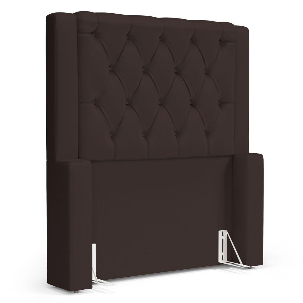Cabeceira Atena Para Cama Box Solteiro 90cm Capitonê Com Frame Suede Marrom - Desk Design - 2
