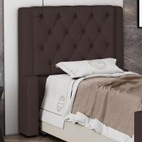 Cabeceira Atena Para Cama Box Solteiro 90cm Capitonê Com Frame Suede Marrom - Desk Design - 3