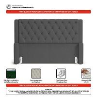 Cabeceira Atena Para Cama Box Casal Padrão 140cm Capitonê Com Frame Linho Cinza Escuro - Desk Design