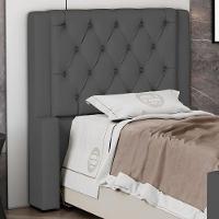 Cabeceira Atena Para Cama Box Solteiro 90cm Capitonê Com Frame Suede Cinza - Desk Design - 6