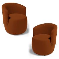 Kit 02 Poltronas Decorativas Aisha Orgânica Veludo Terracota - Desk Design - 1