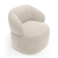 Kit Poltrona Giratória E Sofá Orgânico Living Glee 03 Lugares 170cm Veludo Bege - Desk Design - 5