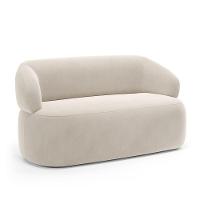 Kit Poltrona Giratória E Sofá Orgânico Living Glee 03 Lugares 170cm Veludo Bege - Desk Design - 6