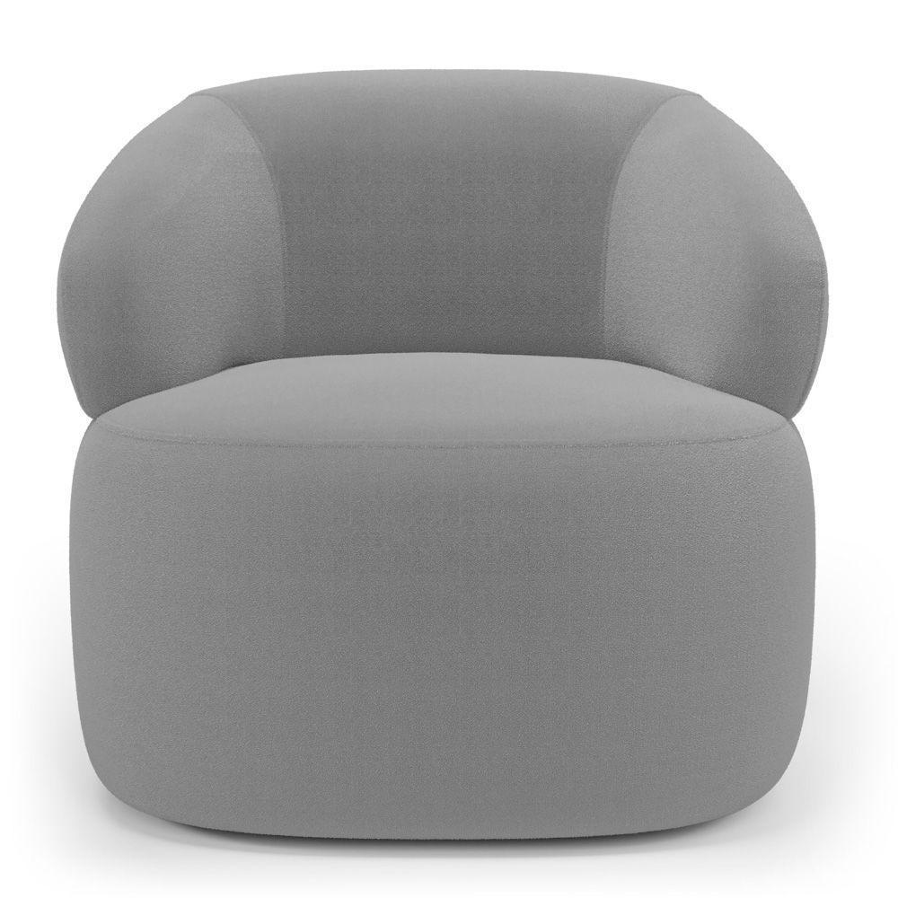 Kit Poltrona Giratória E Sofá Orgânico Living Glee 02 Lugares 140cm Bouclê Cinza - Desk Design - 2