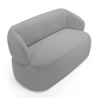 Kit Poltrona Giratória E Sofá Orgânico Living Glee 02 Lugares 140cm Bouclê Cinza - Desk Design - 3