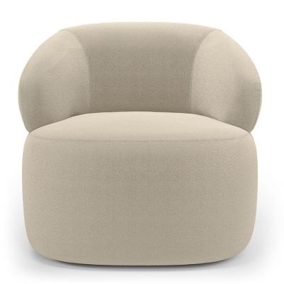 Poltrona Orgânica Giratória Living Glee Bouclê Bege - Desk Design