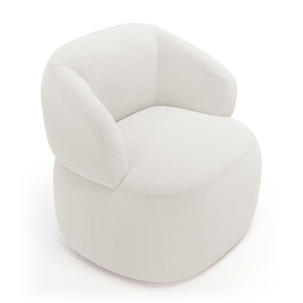 Kit 02 Poltronas Giratória E 01 Sofá Orgânico Glee 03 Lugares 170cm Bouclê Off White - Desk Design - 4