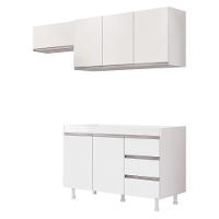 Cozinha Planejada Lux 3 Peças 100%mdf Balcão Gabinete Sem Tampo 119cm 3 Gavetas Branco - Desk Design - 1
