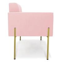 Poltrona Pé De Ferro Dourado Para Sala Kit 2 Elisa Suede Rosa Bebê D03 - D'rossi - 5