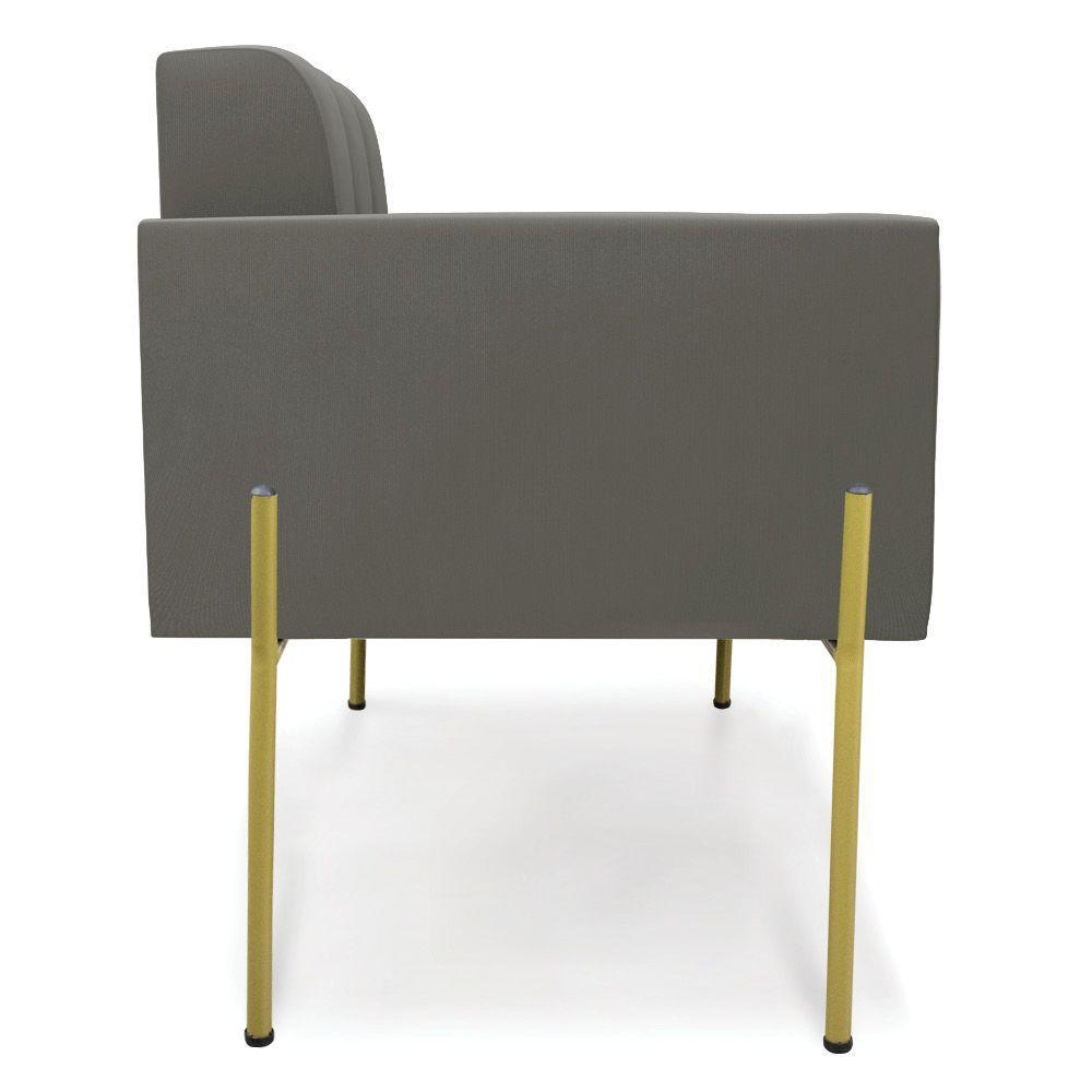 Poltrona Pé De Ferro Dourado Para Sala Kit 2 Elisa Suede Grafite D03 - D'rossi - 5