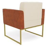 Poltrona Base Industrial Dourado Elisa Nozes-linho Bege A19 D03 - D'rossi - 3