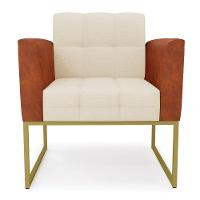 Poltrona Base Industrial Dourado Elisa Nozes-linho Bege A19 D03 - D'rossi - 5