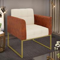 Poltrona Base Industrial Dourado Elisa Nozes-linho Bege A19 D03 - D'rossi - 6