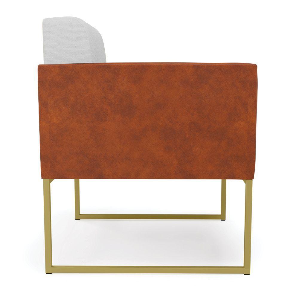 Poltrona Base Industrial Dourado Elisa Nozes-linho Cinza A05 D03 - D'rossi - 7