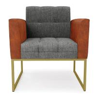 Poltrona Base Industrial Dourado Elisa Nozes-linho Grafite A26 D03 - D'rossi - 1