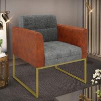 Poltrona Base Industrial Dourado Elisa Nozes-linho Grafite A26 D03 - D'rossi - 5