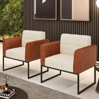 Poltrona Base Industrial Preto Kit 2 Elisa Nozes-linho Bege A19 D03 - D'rossi - 6