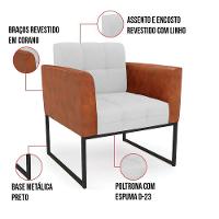 Poltrona Base Industrial Preto Kit 2 Elisa Nozes-linho Cinza A05 D03 - D'rossi - 2