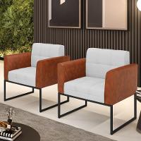 Poltrona Base Industrial Preto Kit 2 Elisa Nozes-linho Cinza A05 D03 - D'rossi - 6