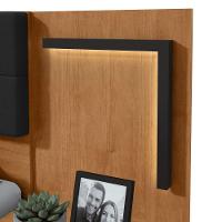 Cabeceira Casal 160cm 2 Mesas De Cabeceira Com Led Calitan Amendoa Clean Preto Fosco - 7