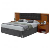 Cabeceira Casal 160cm 2 Mesas De Cabeceira Com Led Calitan Frassino Preto Fosco - 1