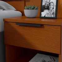 Cabeceira Casal 160cm 2 Mesas De Cabeceira Com Led Calitan Frassino Preto Fosco - 2