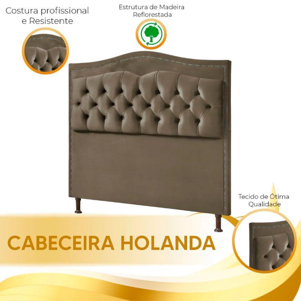 Cabeceira Estofada Holanda 1,60 2.0 Queen Shop Das Cabeceiras Marrom Castor - 2