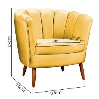 Kit 2 Poltronas Ariel Petala Com Pés De Madeira Amarelo