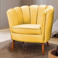 Kit 2 Poltronas Ariel Petala Com Pés De Madeira Amarelo - 5