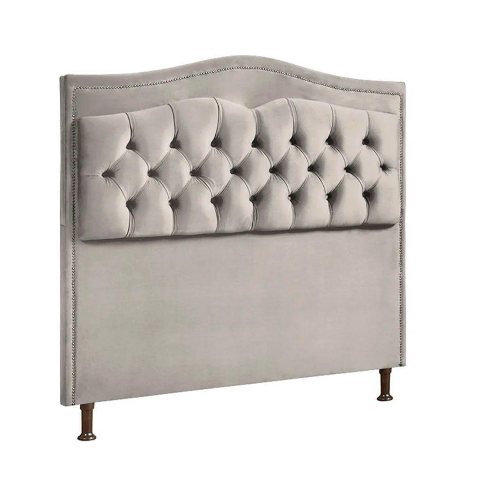 Cabeceira Estofada Holanda 1,60 2.0 Queen Shop Das Cabeceira Bege Marfim - 1