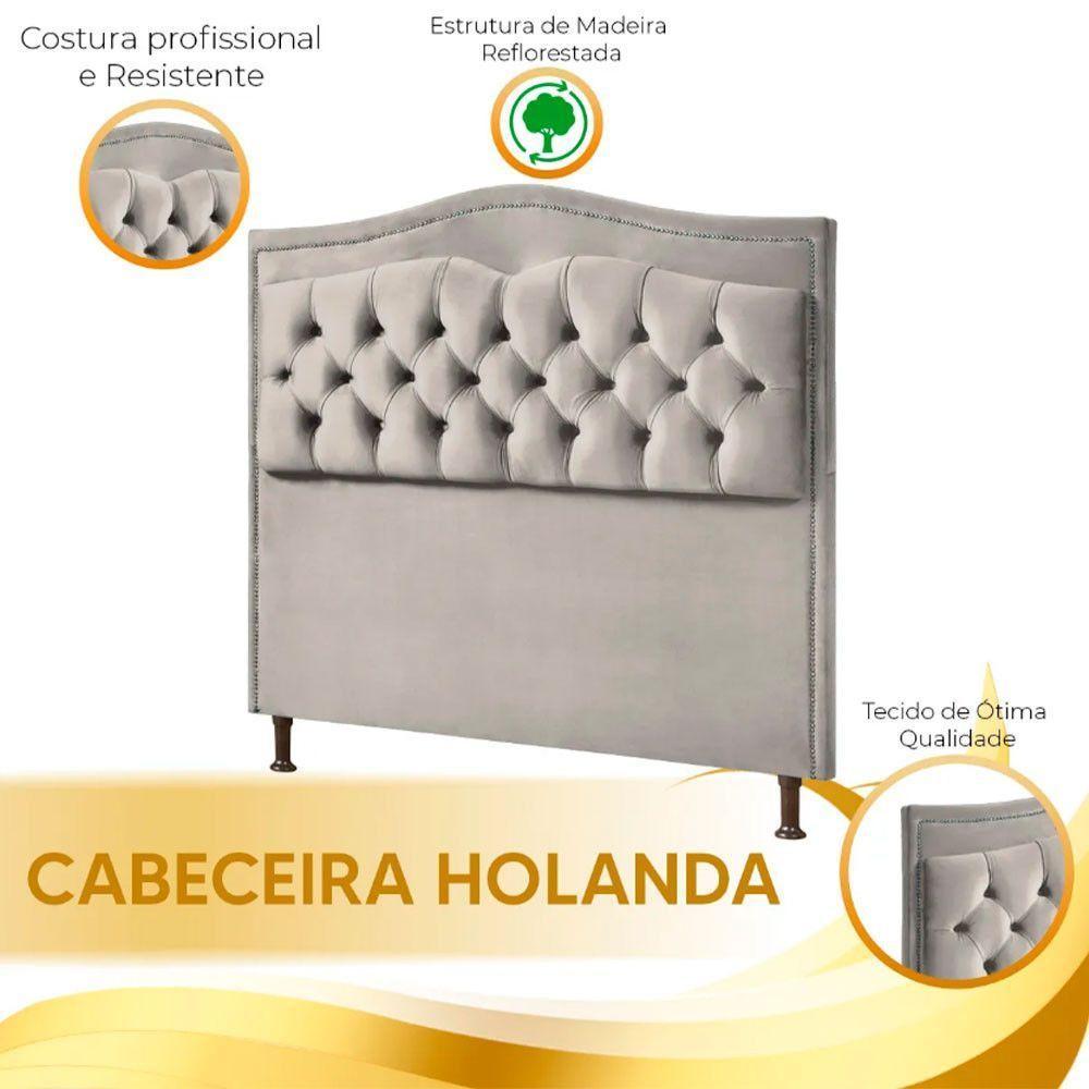 Cabeceira Estofada Holanda 1,60 2.0 Queen Shop Das Cabeceira Bege Marfim - 3